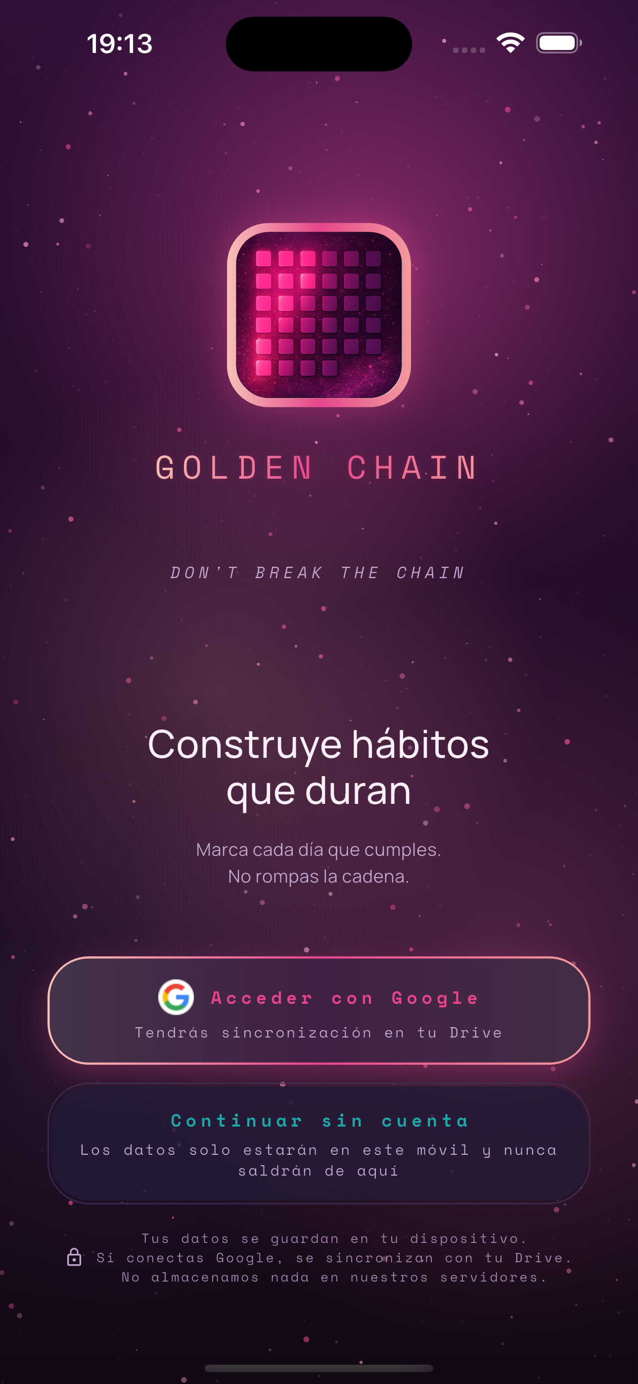 Golden Chain main screen