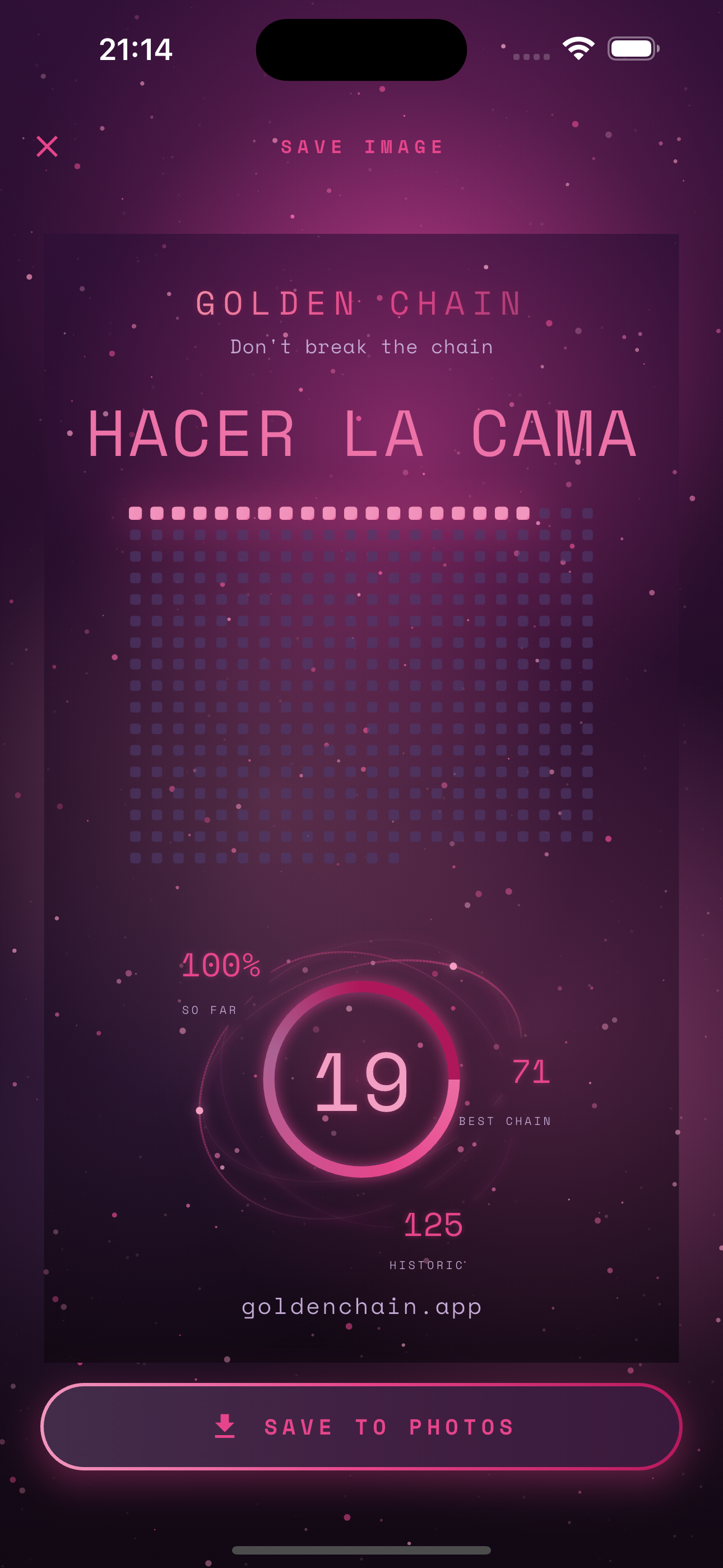 Golden Chain share screen