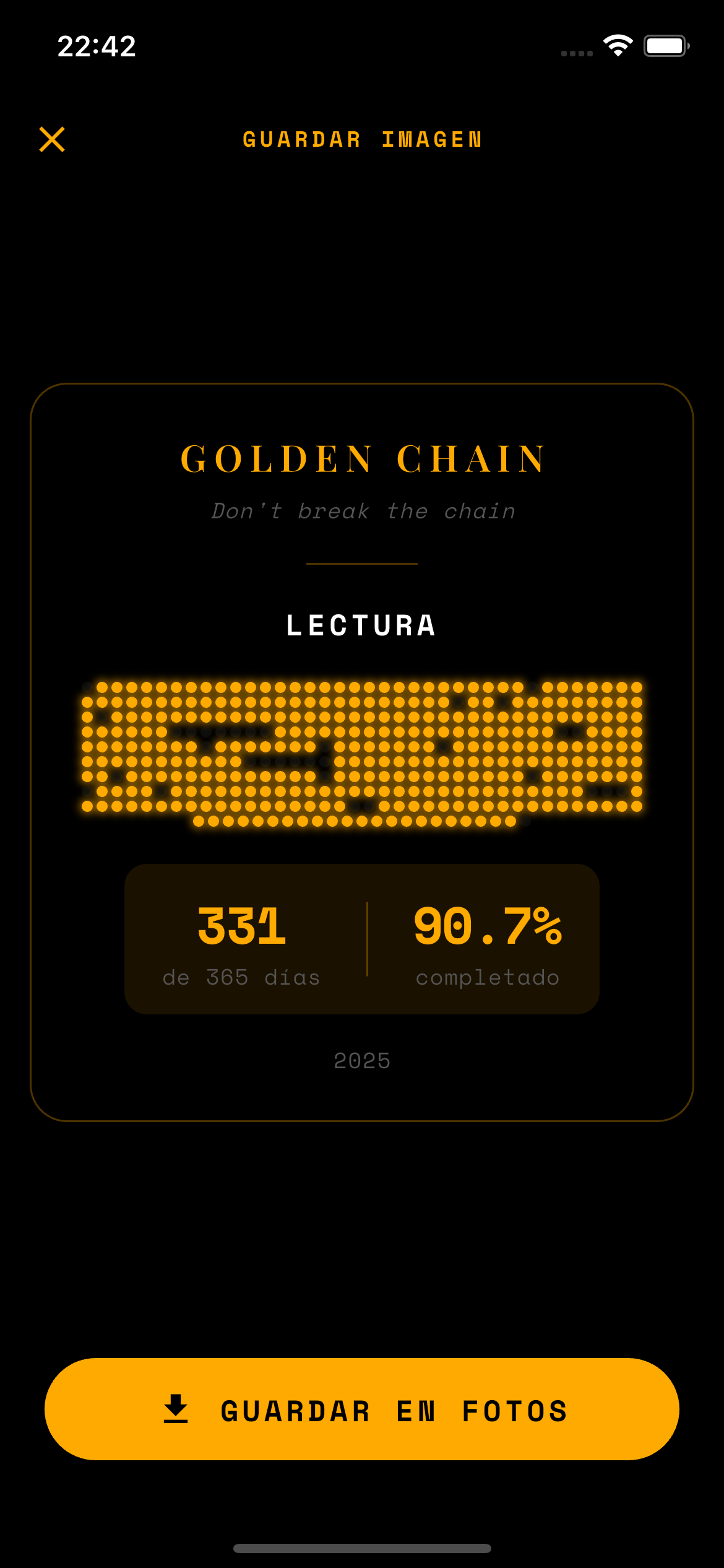 Golden Chain share screen