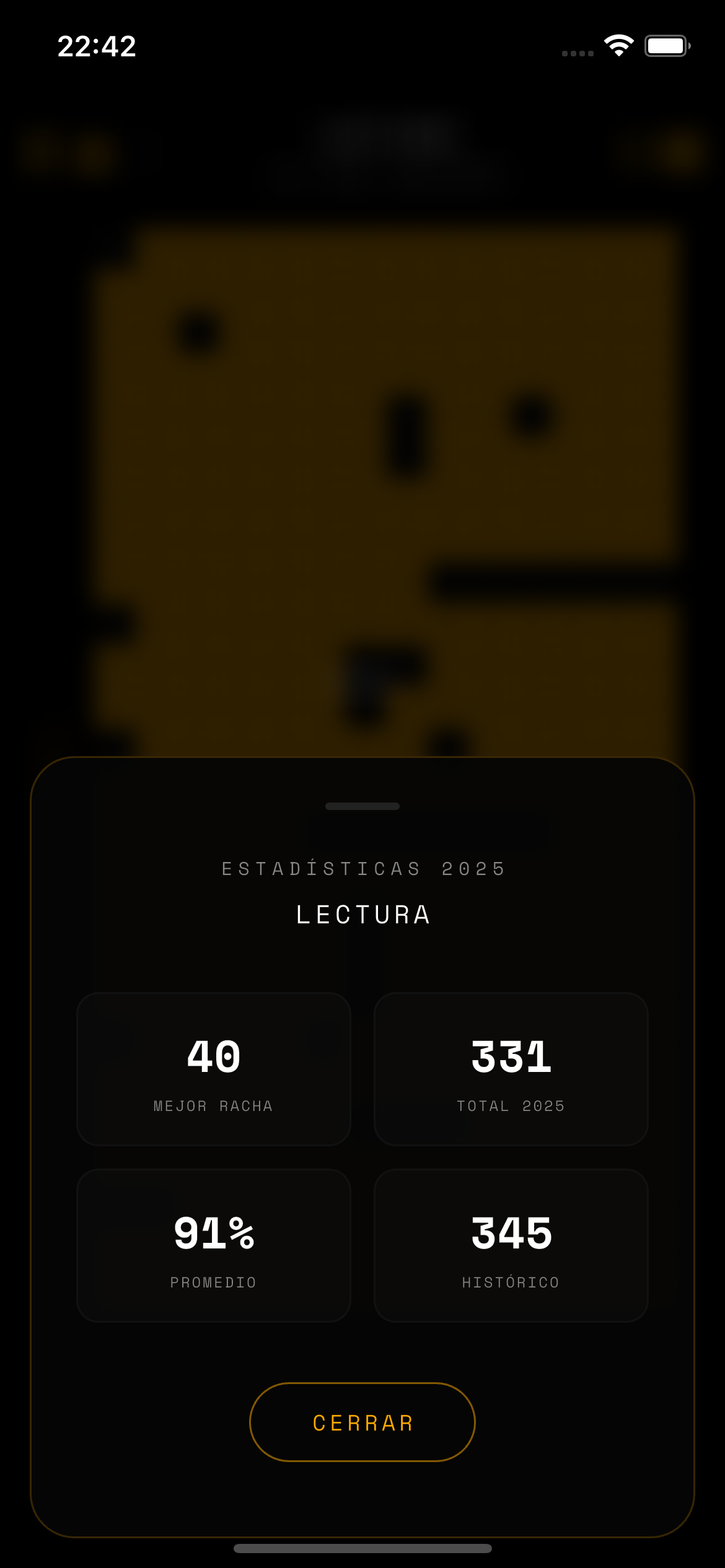 Golden Chain stats screen